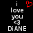 A black background displays white pixelated text reading "i love you <3 DiANE" with a red pixelated heart symbol above the text on the left side.