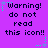 Purple background with repeated pixelated text warning 'do not read this icon!!' and small cyan stars scattered around.