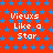 Red background with blue star pattern and repeated white text "Vieux Like a Star" in pixelated font.