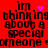 Red background with black pixelated text reading 'im thinking about a special someone' and animated purple heart/pixel clusters.