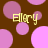 Brown background with pink and purple circles; four instances of yellow text reading 'Ellery' in a stylized font.