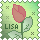 Pixelated icon with pink rose, green leaf, and 'LISA' text on light green background with small cross patterns.