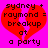 Red broken heart on bright pink background with black text reading 'sydney + raymond = breakup at a party' in pixelated font.
