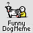 Pixel art of a cow and dog with question marks above their heads, labeled 'Funny DogMeme' in blocky text below.