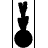 Black silhouette of a figure with bunny ears and a round body, shown in multiple poses including standing upright and lying down.