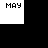 Black and white pixelated image with three text blocks: 'MAY' top-left, 'DAY' top-right, 'PAR ADE' bottom-center.