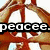 A four- of pixelated icons featuring peace symbols, hearts, and a group photo with text overlays