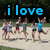 Group of people running on a path with blue text overlay reading 'i love my girls at sle 2008!!' in two