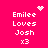 Pixelated pink background displays four identical text blocks with animated heart and sparkle effects above them.