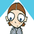 Pixelated character with brown hair and blue eyes in gray clothing, displayed across multiple colored triangular backgrounds.