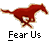 Two identical pixelated red horse icons displayed in a contact sheet with text overlays promoting 'badassbuddy.com' and the phrase 'Fear Us'.