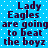 Blue background with white dots and repeated dark purple text reading 'Lady Eagles are going to beat the boyz' in pixelated font.