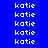 Blue background with white text 'katie' repeated in a pattern, some highlighted green