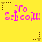 Yellow background with pink 'No School!!!' text and brown/gold star icons in a pattern