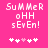 Pixelated text on bright pink background with white and light pink symbols below, showing animation change in symbol sequence.