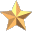 Golden star-shaped icons in various sizes and orientations displayed on a gray background, with some showing animation frames.