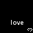 Pixelated white text 'love' with a heart symbol below it on a black background, arranged in a pattern with a gray overlay partially covering the bottom-right section