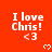 Red background with repeated white text "I love Chris! <3" and small white heart symbols arranged in a pattern