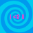 Four identical blue spiral backgrounds with pink text 'I <3 U' centered in each quadrant.