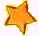 Six orange star-shaped icons with brown outlines arranged in a , each showing slight variations in orientation and pixelation