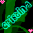 Pixelated cyan scroll with intricate patterns on green background, four pink hearts at corners.