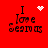 Red background with black text reading "I love Seamus" and four distinct white pixelated symbols above the text in different positions.