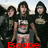 Group of people in dark hooded outfits with graphic t-shirts, red text overlays reading Escape The Fate across different frames.