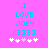 Pixelated cyan text on bright pink background reads "I LOVE JOEY <333" with five white and light pink heart symbols below.