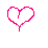 Pixelated pink heart outline with a vertical line inside, positioned above purple text reading 'Kute' on white background.
