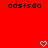 Red background with black pixelated text 'adsfsda' at top left and right, two white heart symbols at bottom center-right.