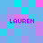Pixelated of cyan, purple, and pink squares with four instances of the text 'LAUREN' in purple block letters