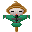 Pixelated character with brown hair and green outfit displays multiple expressions including closed eyes, tears, and a smiling face.