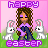 Pixel art contact sheet of six animated Easter-themed frames showing a cartoon woman with long brown hair holding white rabbits against pink and green backgrounds, with 'happy easter' text in purple pixelated font.