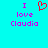 Pixelated cyan background with purple text 'I love Claudia' and a red heart symbol, displayed in two identical side-by-side arrangements.