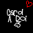Pixelated white text 'Card Girl' with stick-figure characters holding a flag, one red heart symbol above on black background.