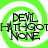 Four identical green circular icons with white spiral outlines, each containing black text reading "DEVIL I GOT NONE" and a small pixelated figure on the left side.