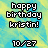 identical pixelated text icons on a blue-yellow gradient background, each displaying 'happy birthday kristin!' with date and symbols