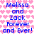 Blue text on pink heart-patterned background reads "Melissa and Zack Forever and Ever!" in two identical vertical
