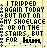 Static pixel-art icon with black text on lined notebook paper background, depicting a humorous poem about tripping for someone else.