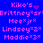 Pixelated blue background with pink text listing names and multipliers, featuring a small heart symbol next to 'Kiko's' in the top-left corner.