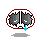 Pixelated brain icon with red border, white inner outline, gray lobes, and blue tear; shows animation of lobe texture change across frames.