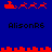 Red pixel art icons on blue background show Santa sleigh with reindeer and city skyline, with text 'AlisonR6' below each icon.