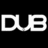 White text "DUB" repeated in three positions on a black background with a gray square in the bottom right corner.