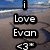 Pixelated beach scene with blue sky and water background, overlaid with four black rectangular text boxes containing white text: 'i', 'Love', 'Evan', and '43°'.