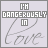 identical light purple icons with 'I'M DANGEROUSLY IN love' text, each icon showing a different grayscale or white script style for the word 'love'