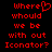 Red pixelated text on black background reads "where should we be with out Iconator?" with a heart symbol replacing the 'o' in where.