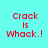 Four display red pixelated text 'Crack Is Whack.!' on cyan background with yellow bars shifting position across frames