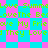 Pixelated green text repeats 'Love Summ', 'The Be', 'My Fri', 'They Love' on cyan and pink checkered background with diamond overlay.