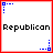 25 identical square icons with red borders, each displaying the word 'Republican' in black text on a white background