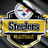A static image of a Steelers-themed buddy icon featuring a helmet logo, yellow banner with 'Steelers' text, and a black-and-gold background.